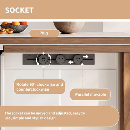 79” Simple Comfortable Kitchen Island Includes Retractable and Liftable Design (No Chair)