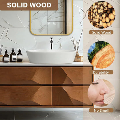 60” - 78” Modern Art Bathroom Vanity Includes Unique Surface Design