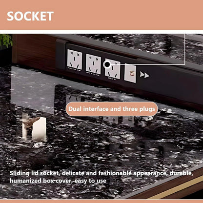 83” - 106” Unique Kitchen Island Includes Walnut Striped Storage Panel (No Chair)