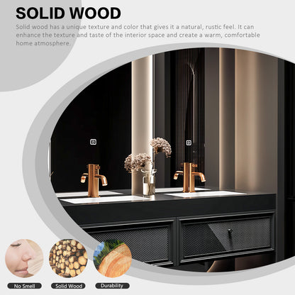 52''-78'' Vanity Set With Led Light Oval Mirror And Double Sink With Faucet