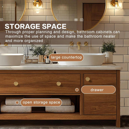 68” - 96” Exquisite Wood Bathroom Vanity with Open Storage Rack
