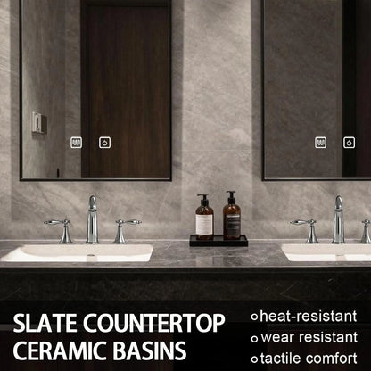 60” - 84” Unique Bathroom Vanity with Open Storage Shelf & Wood Cabinet