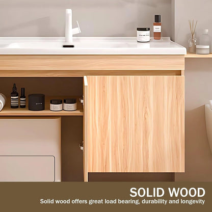 40” - 64” Minimalist Bathroom Vanity Includes Triple Drawers