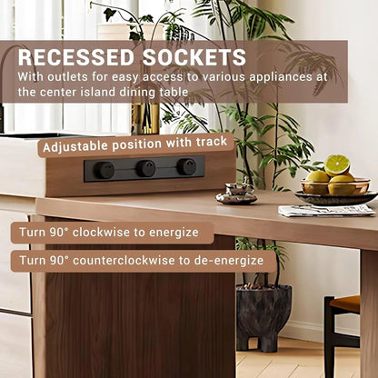 94” - 102” Elegant Modern Kitchen Island Includes White Wood Color Mosaic Design (No Chair)