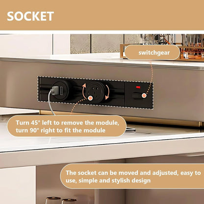 77” - 85” Light Luxury Kitchen Island Includes Extendable Dining Table & Unique Shape Base (No Chair)