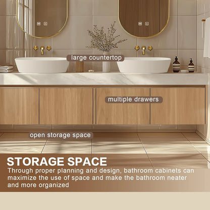 68” - 96” American Country Bathroom Vanity with Vertical Wood Grain Design