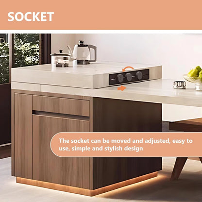 87” – 102” Natural Wood Kitchen Island with Storage Includes Stable Leg (No Chair)