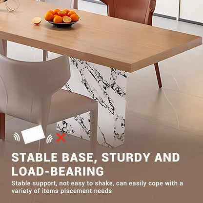 81” - 101” Elegant Log Kitchen Island Includes Black and White Patterned Surface (No Chair)