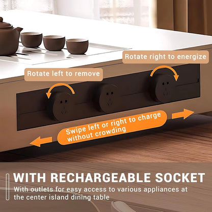 98” - 106” Unique Kitchen Island Includes Black Striped Design Table Legs