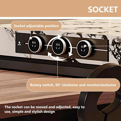 75” – 98” Black Luxury Kitchen Island Includes Unique Texture Tabletop & Glass Door Cabinet (No Chair)