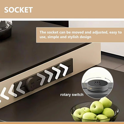 67” - 75” Modern Simple Kitchen Island Includes Striped Glass Cabinet Door (No Chair)