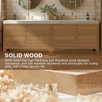68” - 96” Exquisite Log Bathroom Vanity with LED Smart Defog Mirror