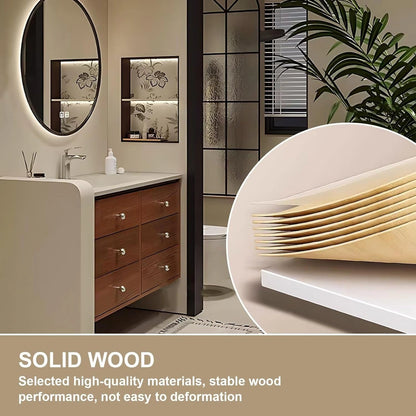 40” - 64” Spacious Bathroom Vanity Includes Circle LED Defogging Mirror