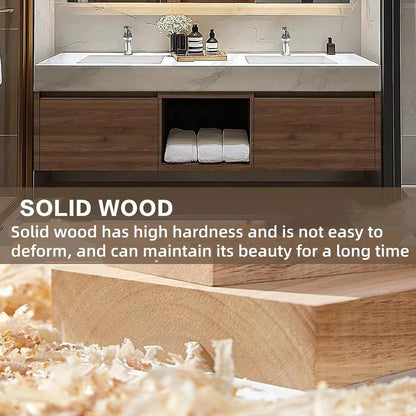 60” - 78” Minimalist Cozy Bathroom Vanity Includes Rock Slab Ceramic Basin