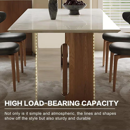 55” - 71” White Dining Table with Light Colored Elegant Textured Countertop (No Chair)