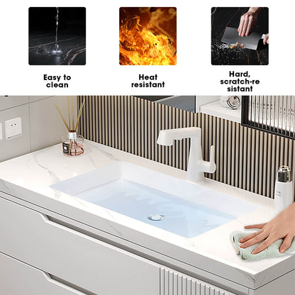 36"- 48" Floating Bathroom Vanity Set with Sink and Defogging Lighting Mirror