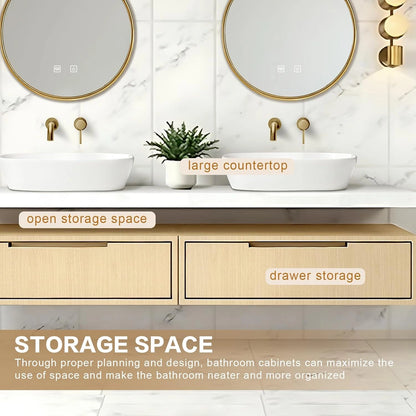 64” - 84” Floating Bathroom Vanity Includes Log Cabinet Modular Design