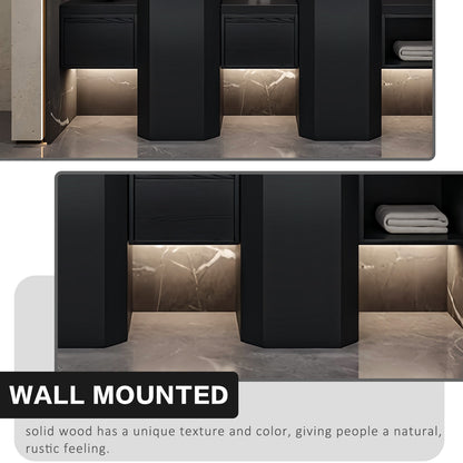 72"- 100" Bathroom Vanity With Oval Smart Mirror  and Double Sink