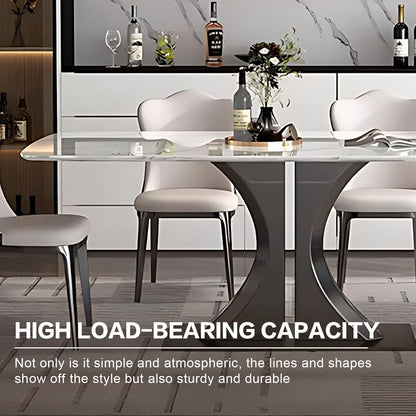 55'' White Dining Table with Unique Texture Design