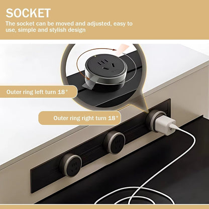 51” - 79” Modern Minimalist Kitchen Island with Storage Includes Sliding Rail Socket (No Chair)