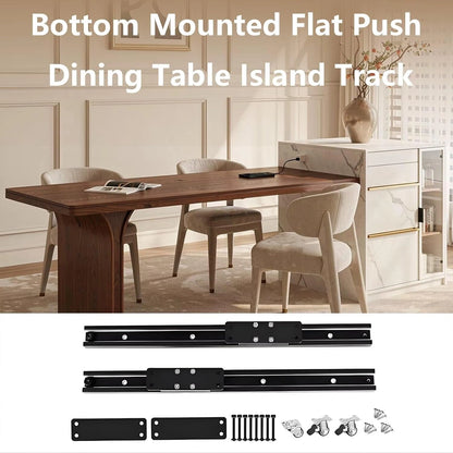 75” Elegant Natural Kitchen Island with Walnut & Marble Material