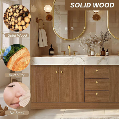 68” - 96” Modern Bathroom Vanity Includes Solid Wood Storage Cabinet
