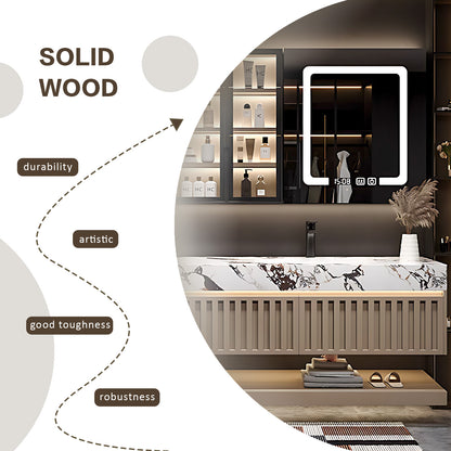 52''-72'' Wall Mounted With Mirror Cabinet And Led Light With Double Sink and Faucet