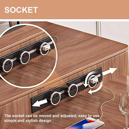 73” – 89” Natural Kitchen Island with Pull-Out Cabinets Includes Open Shelf