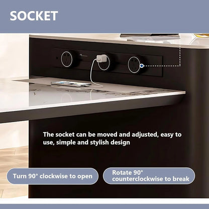 63” - 79” Light Luxury Kitchen Island Includes Open Storage Rack (No Chair)