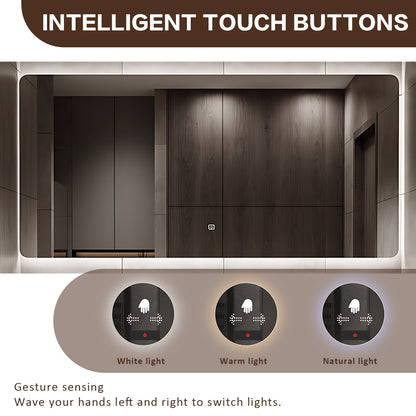 48"- 64" Wall Mounted Bathroom Vanity Set with LED Mirror and Single Basin