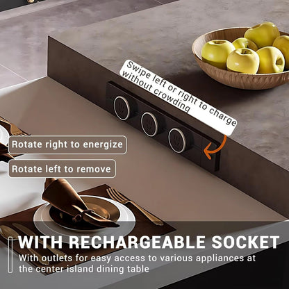 87” - 102” Simple Modern Kitchen Island with Atmosphere Lights & Storage (No Chair)