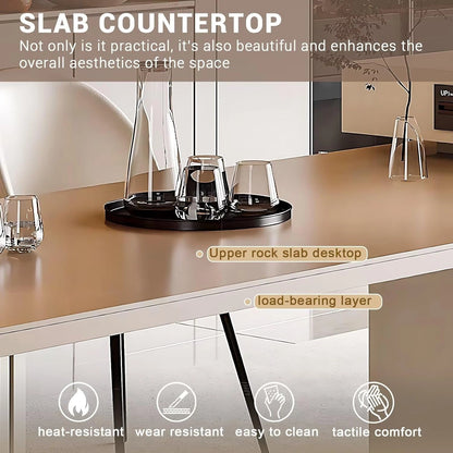 106” Simple Cozy Kitchen Island Includes Striped Design Table Legs (No Chair)