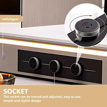 67" - 83" Minimalist Kitchen Island Includes Black and White Simple Design (No Chair)