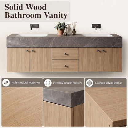 52‘’-110‘’ Modern Bathroom Vanity Sinks Set Includes Finish Sintered Stone Top