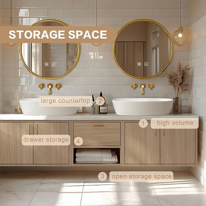 60” – 96” Exquisite Simple Bathroom Vanity Includes Log Cabinet Surface