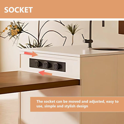 75” - 98” Light Luxury Kitchen Island Includes Log Style Tabletop & Integrated Sink (No Chair)