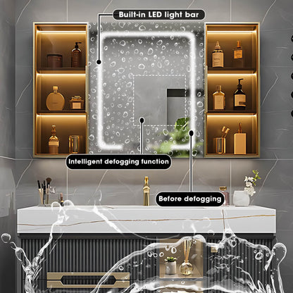 44"- 52" Floating Bathroom Vanity with Single Sink and Defogging Mirror Cabinet
