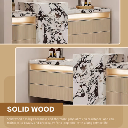 52"-72" Freestanding Bathroom Vanity With Single Sink And Smart Led Mirror