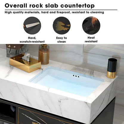 40"- 56" Floating Bath Cabinet Set with Mirror Cabinet and Sink