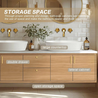 60” – 96” Simple Practical Bathroom Vanity Includes Log Style Surface