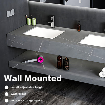52"- 78" Open Storage Bathroom Vanity Set with LED Mirror and Double Ceramic Sink