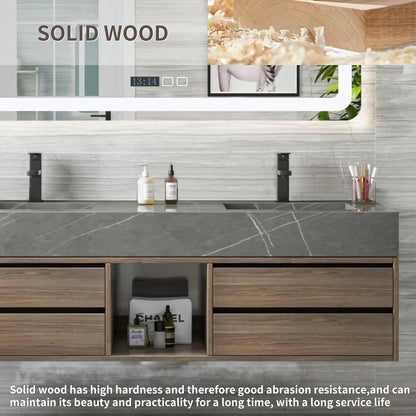 60” - 78” Light Luxury Bathroom Vanity with Hidden Handles and Double Sinks