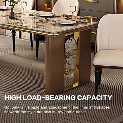 55” - 71” Italian Luxury Dining Table with Gold Plated Stainless Steel Base (No Chair)