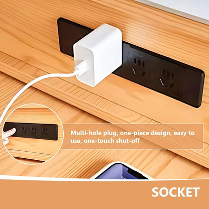 48” - 64” Log Minimalist Kitchen Island Includes Glass Sliding Door & Open Shelf (No Chair)