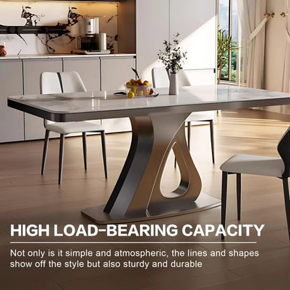 55” - 71” Simple Dining Table with Brushed Stainless Steel Base (No Chair)