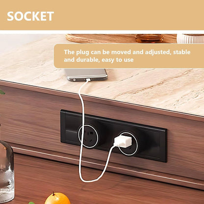 80” Retro Luxury Kitchen Island with Side Opening Storage Shelves (No Chair)