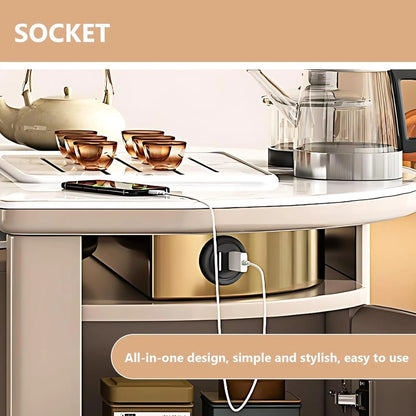 84” - 92” Practical Beige Kitchen Island Includes Wheels & Folding Table (No Chair)