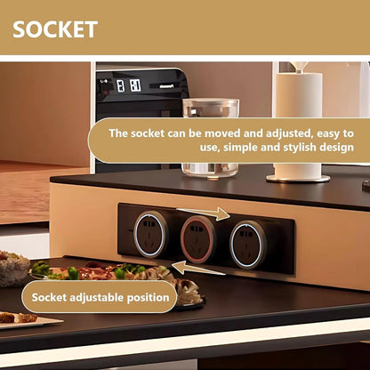 83” – 98” Modern Practical Kitchen Island Includes Mobile Guide Socket & Ambient Light (No Chair)