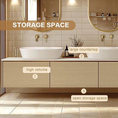 60” - 84” Simple Fashionable Bathroom Vanity Includes Log & Closed Storage Cabinets