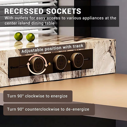 85” -101” Elegant Modern Kitchen Island Includes Color Blocked Pattern with Storage (No Chair)